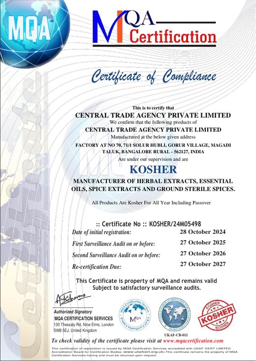 Kosher certificate — Central Trade Agency